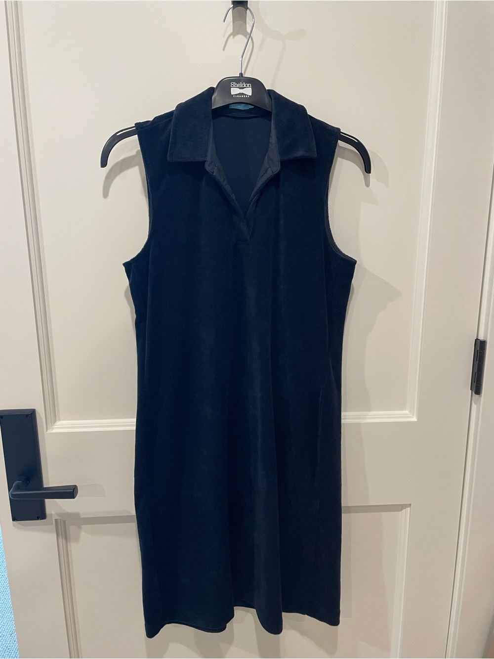 J McLaughlin Navy Terry Cloth Collared Dress